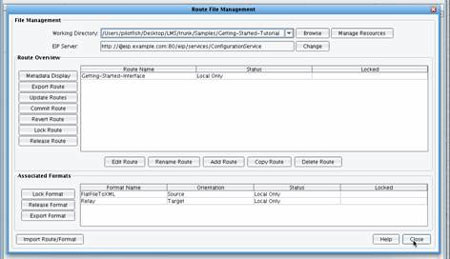 ACORD Message Testing EIP Emulator Route File Managment window