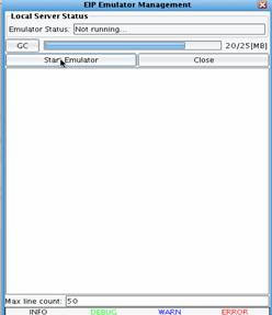 ACORD Message Testing start emulator dialogue window
