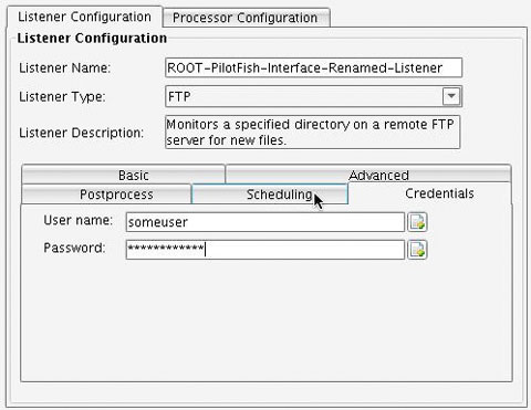 General FTP Adapter Credentials Panel