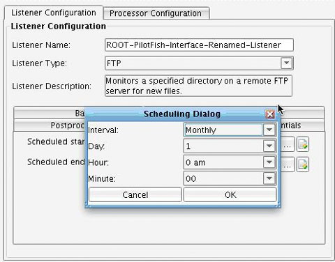 General FTP Adapter Configuration Scheduling Panel