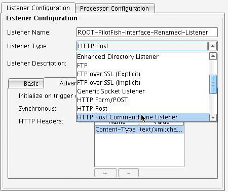 HTTP Post Command Line Adapter Configuration Panel