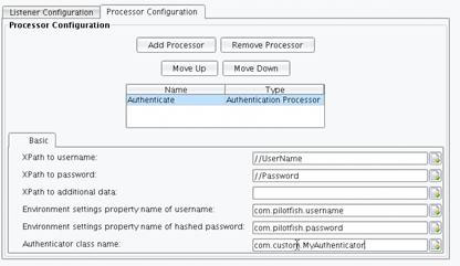 uthentication Processor Configuration Panel