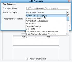 Encryption and Decryption Processors Add Processor Panel