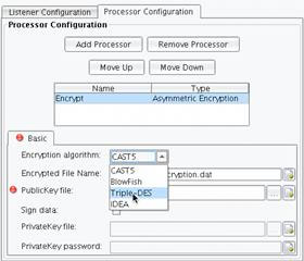 Encryption and Decryption Processors Select Processor Panel