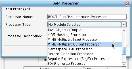 MIME Multipart Output Processor Add Processor Panel
