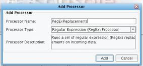 Regular Expression Processors Name the Processor Panel