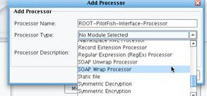 SOAP Headers Processor Add Processor Menu