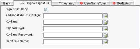 Web Service Security Processor XML Digital Signature panel