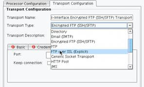 FTP over SSL (Explicit) Transport Basic configuration tab