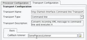 Command Line Transport Configuration Panel