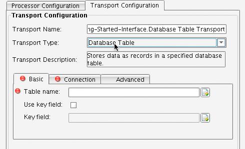 Database Table Transport Basic configuration tab