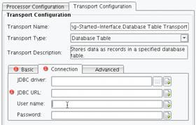 Database Table Transport Connection tab