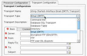 Email (SMTP) Transport Transport Type dropdown