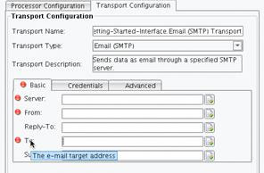 Email (SMTP) Transport Basic configuration tab