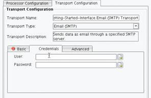 Email (SMTP) Transport Credentials tab