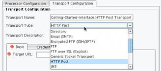 HTTP Post Transport type drop down menu