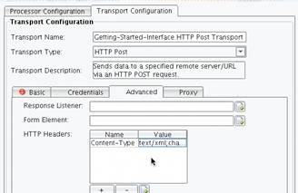 HTTP Post Transport dvanced tab