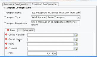 WebSphere MQ Series Transport Basic configuration tab