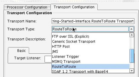 RouteToRoute Transport Type dropdown