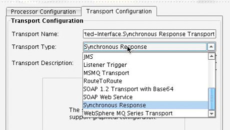 Synchronous Response Transport Configuration panel