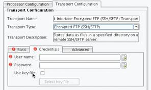 FTP over SSH Transport,Credentials tab