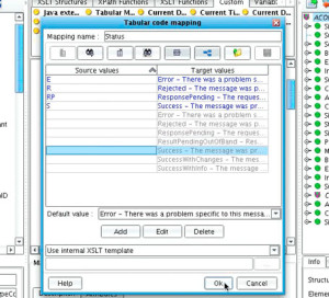 Data Mapping Tabular code mapping screen