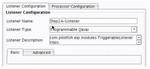 XML Process Orchestration Listener Configuration Panel