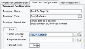 XML Process Orchestration Transport Configuration panel