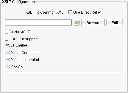 XSLT Configuration panel