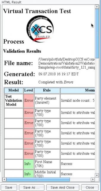 ACORD Rule Validation Results in Report