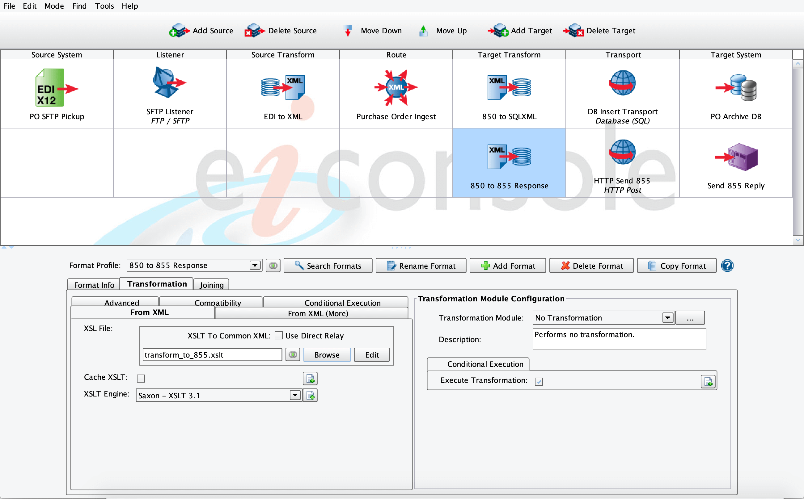 Example of EDI 850 Interface Route in PilotFish Software