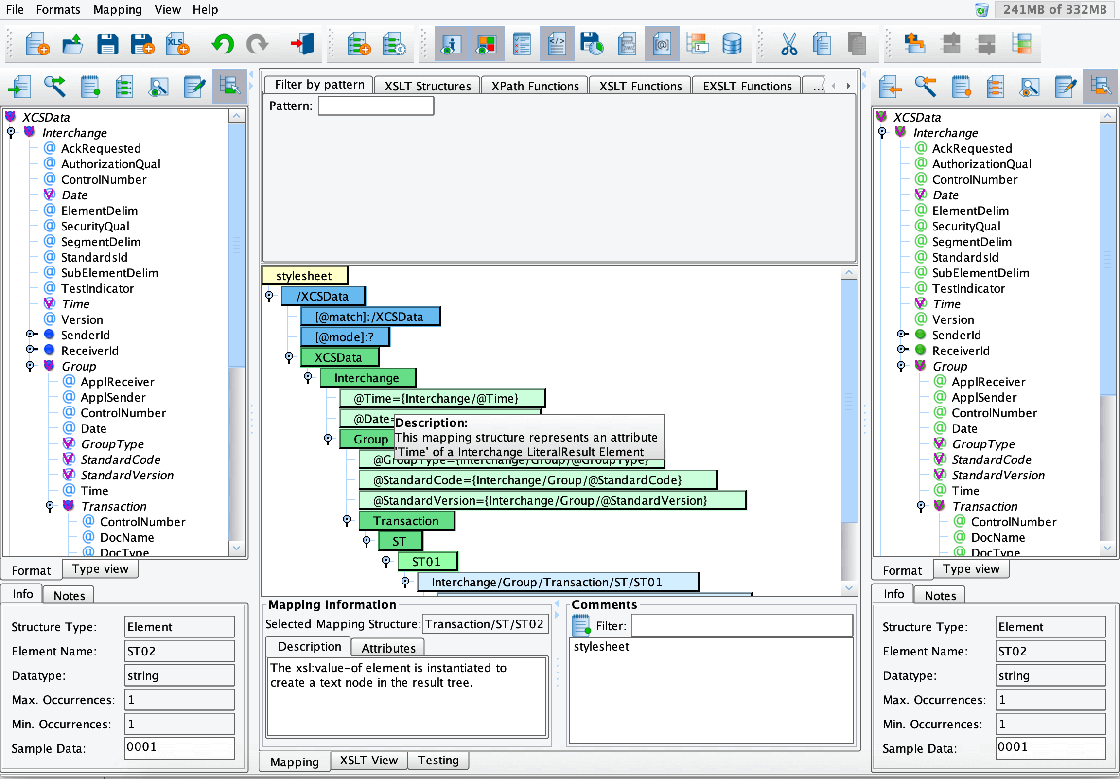 EDI X12 864 transaction example in PilotFish Data Mapper