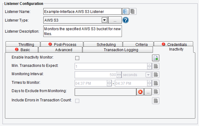 AWS Listener Inactivity Configuration Options in PilotFish