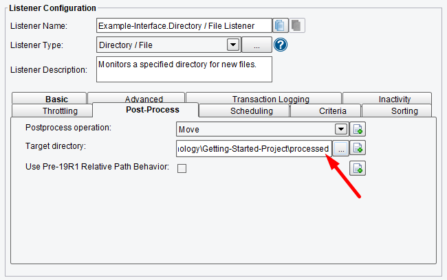 Directory Listener (Adapter) Post-Process Target in PilotFish Interface Engine