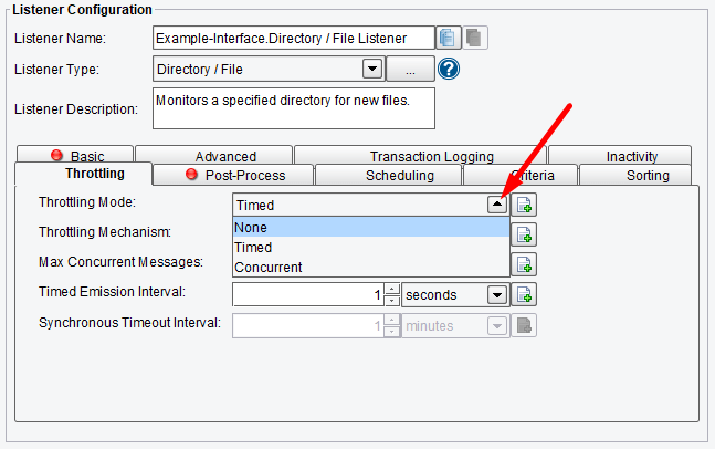 Directory/File Listener Throttling Mode Selections