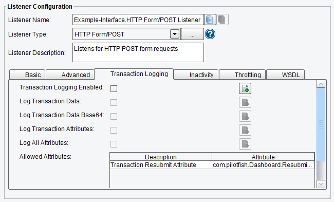 HTTP POST Web Form Transaction Logging Options in PilotFish Integration Engine