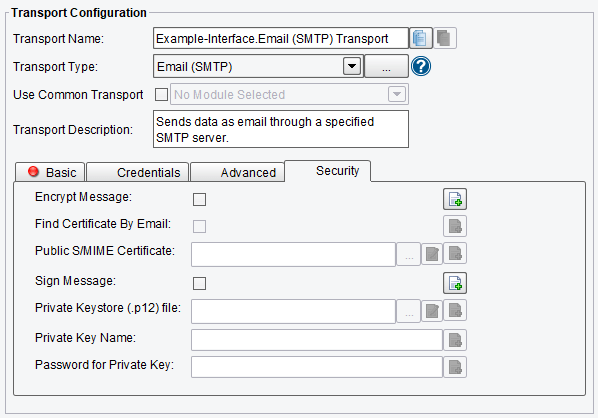 SMTP Email Security Options in Transport Adapter