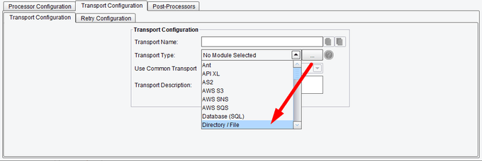 Directory or File Transport Configuration Selection
