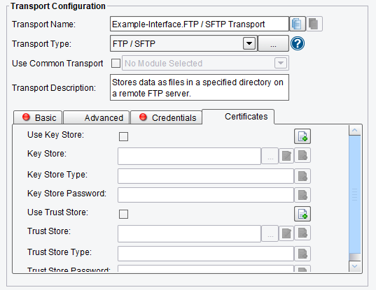 FTP/SFTP Certificate Configuration Options in eiConsole