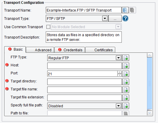 FTP/SFTP Basic Transport Configuration Options