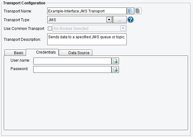 JMS Credential Configuration Options in eiConsole