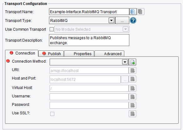 RabbitMQ Transport connection options in PilotFish