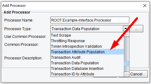 Select Transaction Attribute Population Processor 