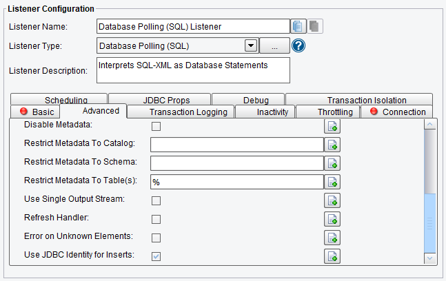 Database Polling SQL Listener Advanced Options in PilotFish Integration Engine