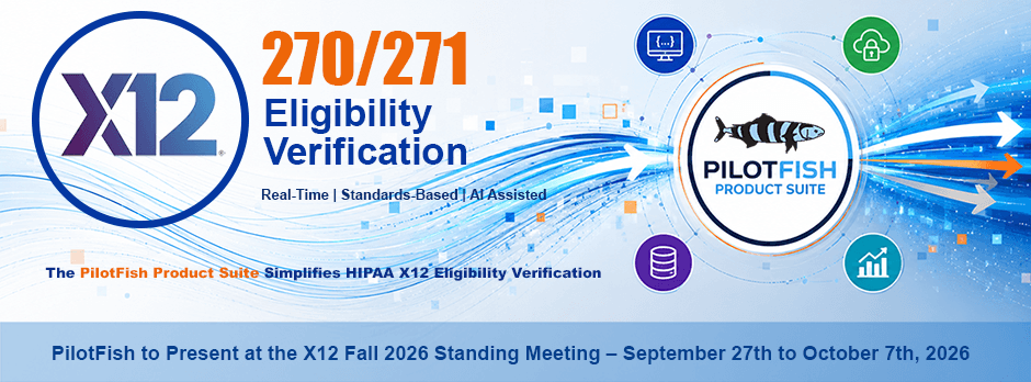 PilotFish HIPAA X12 270/271 real-time eligibility verification demonstration for the X12 Fall 2026 Standing Meeting